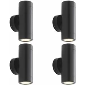 Loops - 4 pack Up & Down Twin Outdoor Wall Light - 2 x 7W LED GU10 - Satin Black