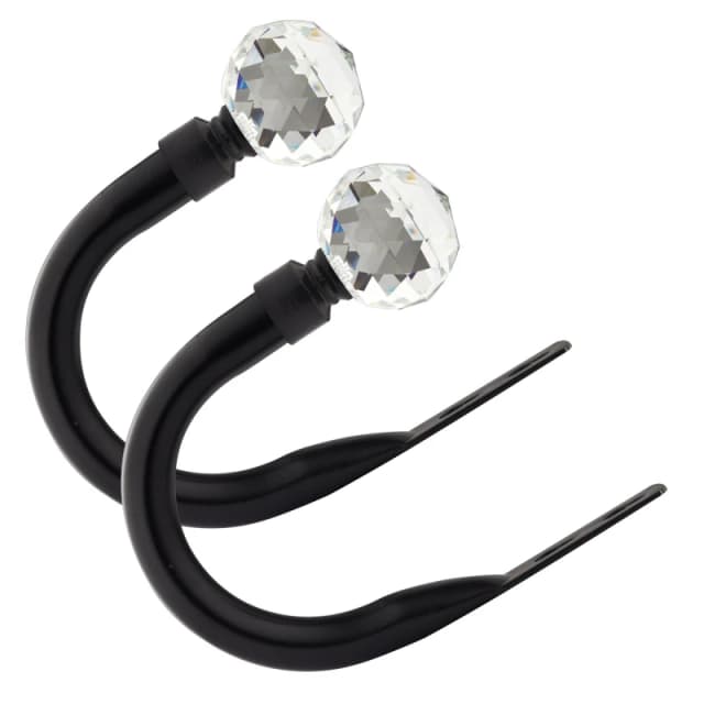 Crystal - Pair of Holdaback Tiebacks with End Finials in Matt Black - Matt Black - Emma Barclay TJ Hughes 5050238080980