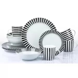 The Waterside 16 Piece Black Stripe Dinner Set