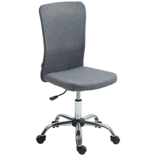 HOMCOM Armless Computer Desk Chair, Makeup Vanity Chair for Home, Grey Grey
