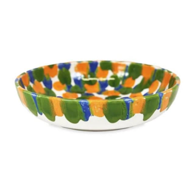 Verano Spanish Ceramics Petalo Hand Painted Ceramic Salad Fruit Bowl 26Cm In Blue