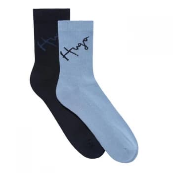 Hugo Boss 2 Pack Script Socks Navy/Blue