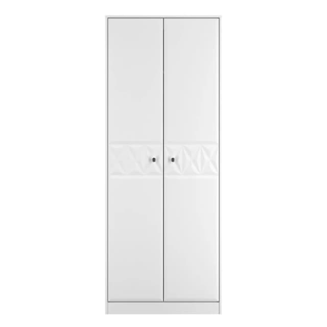 San Jose Ready Assembled Contemporary Matt White Tall Double Wardrobe (H)1970mm (W)770mm (D)530mm