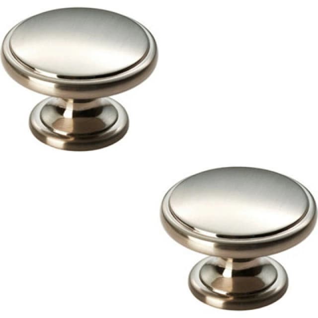 Loops 2x Ring Domed Cupboard Door Knob 38.5mm Diameter Satin Nickel Cabinet Handle Metallics unisex