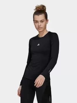 adidas Tech-fit Train Longsleeve Tee, Black/White Size M Women