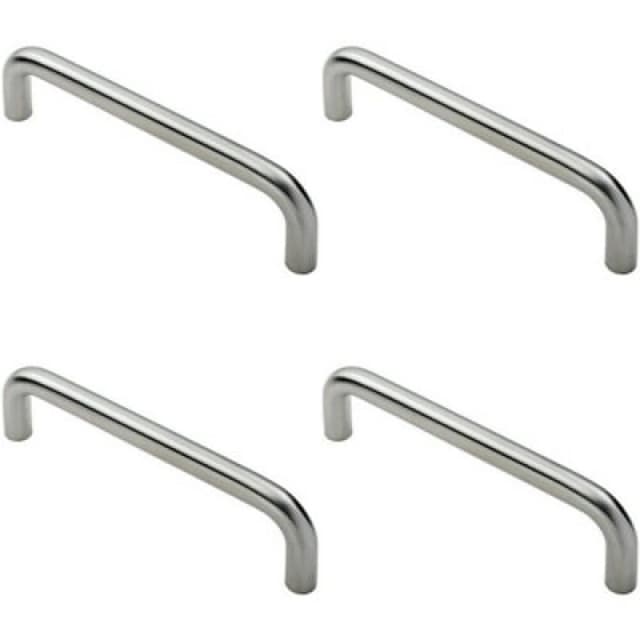 Loops 4x Round D Bar Pull Handle 244 19mm 225mm Fixing Centres Satin Steel Metallics unisex