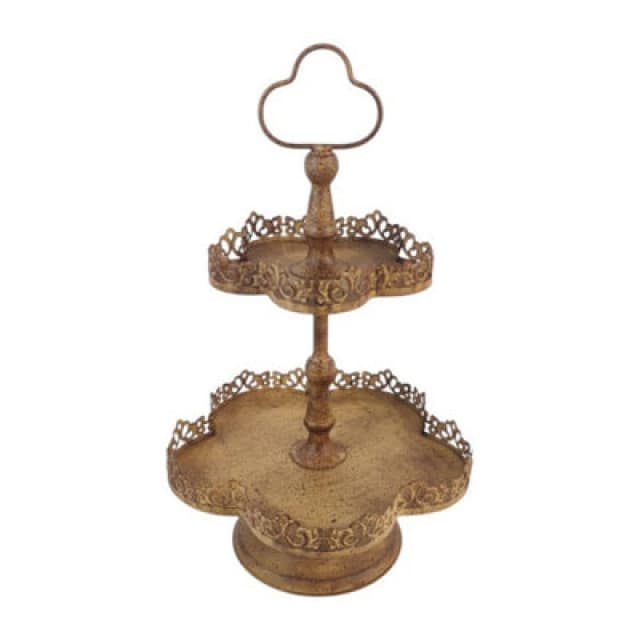 Minster 2 Tier Cake Stand - Metal - L28 X W28 X H48cm - Rusty