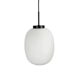 Opal Globe Pendant Ceiling Light With Black Suspension 39cm