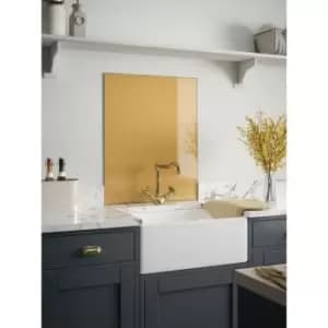 Brass Glass Kitchen Splashback 900mm x 750mm - Brass - Laura Ashley