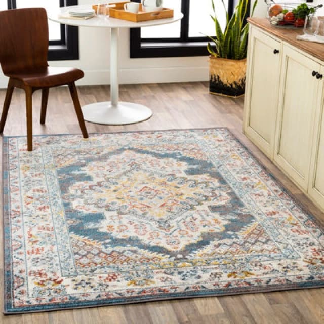 Livabliss Vintage Oriental Boho Camel Jade Area Rug 160 X 213cm - Easy Care, Non Shedding, Ideal For Living Room & Bedroom