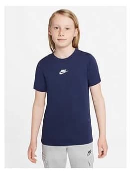 Nike Boys NSW Repeat Short Sleeve T-Shirt - Navy, Size M