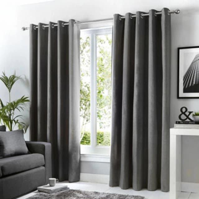 Dreams & Drapes Dreams & Drapes Sorbonne Eyelet Curtains Charcoal 117 x 137cm FS66409