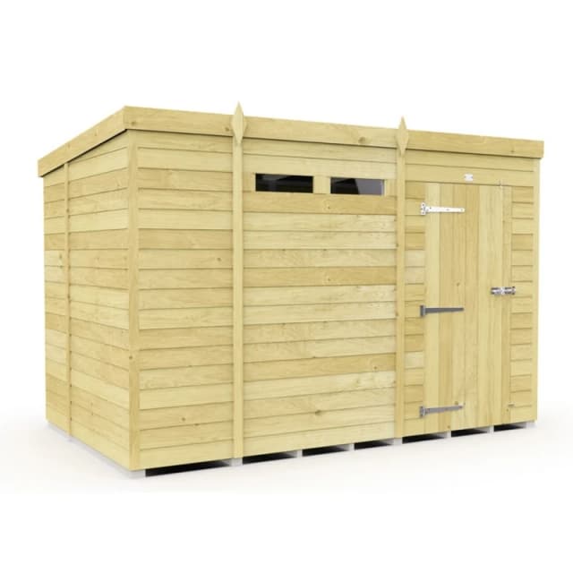 Buttercup Farm 10 x 7 Feet Pent Security Shed - Single Door - L214 x W302 x H201cm in Brown Brown Unisex