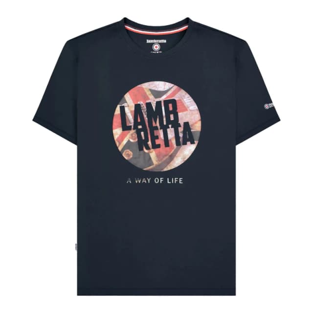 Lambretta Lambretta Men Union Jack T-Shirt in Navy Size: Small Navy S Male 5063703802550