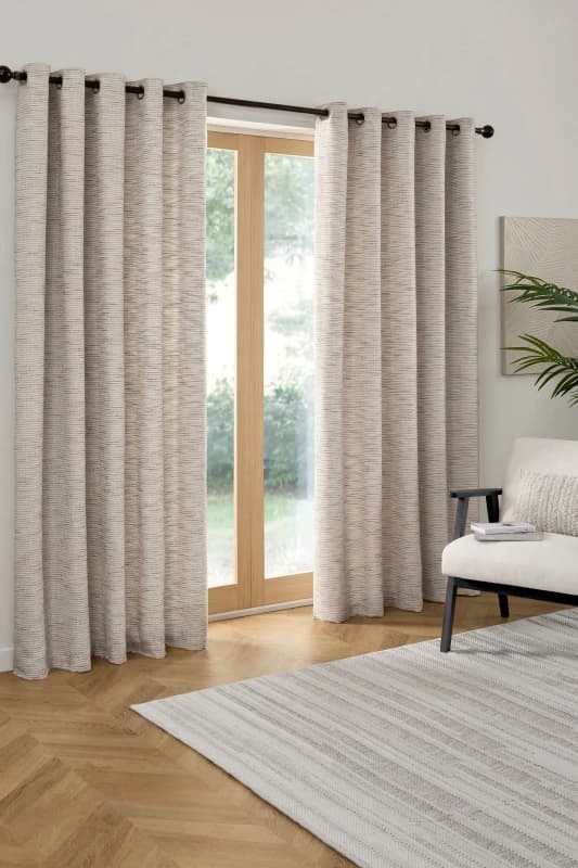 Curtina Talon Jacquard Ready Made Eyelet Curtains Grey