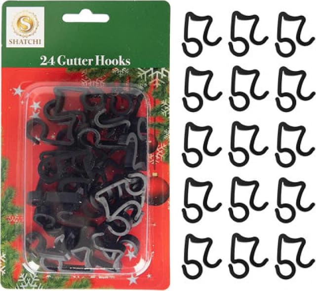 Shatchi 24Pcs Gutter Hooks Black - Secure And Easy To Use