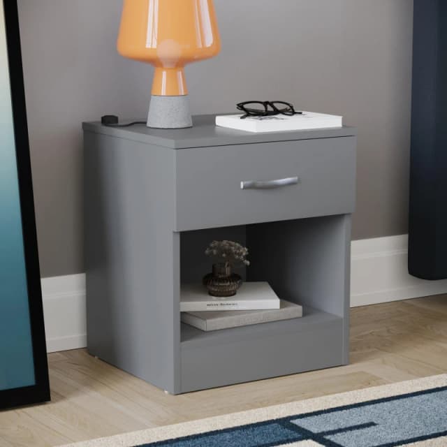 Lassic Vida Designs Riano 1 Drawer Bedside Chest Grey unisex 1 Drawer