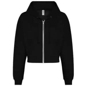 Awdis Womens/Ladies Cropped Hoodie (M) (Deep Black)
