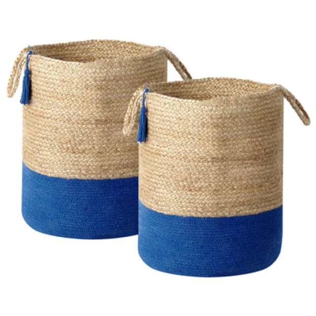 Beliani Set Of 2 Baskets Gajar Jute Navy Blue