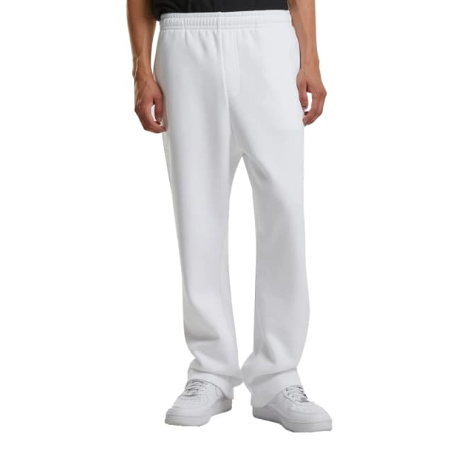 Build Your Brand Mens Fluffy Jogging Bottoms in White Size: Small White Male S