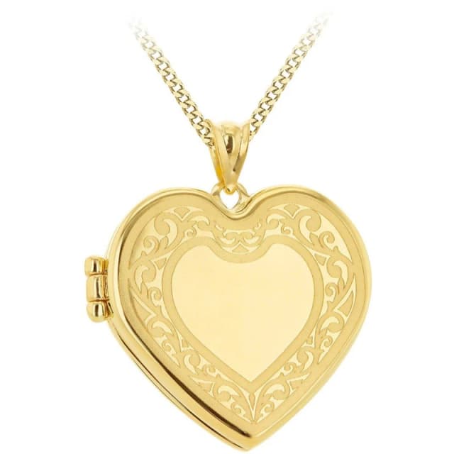 Be You 9ct Gold 2 Heart Frame Engraved Locket Necklace Pendant Necklaces 18" Gold 72938110002