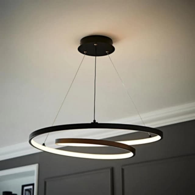 ValueLights Infinity Matt Black Loop Integrated LED Ceiling Light in Warm White Black