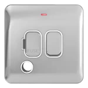 Schneider LSD 13A Double Pole Switched Fused Spur With Flex Outlet White Insert Polished Chrome - GGBL5013WPC