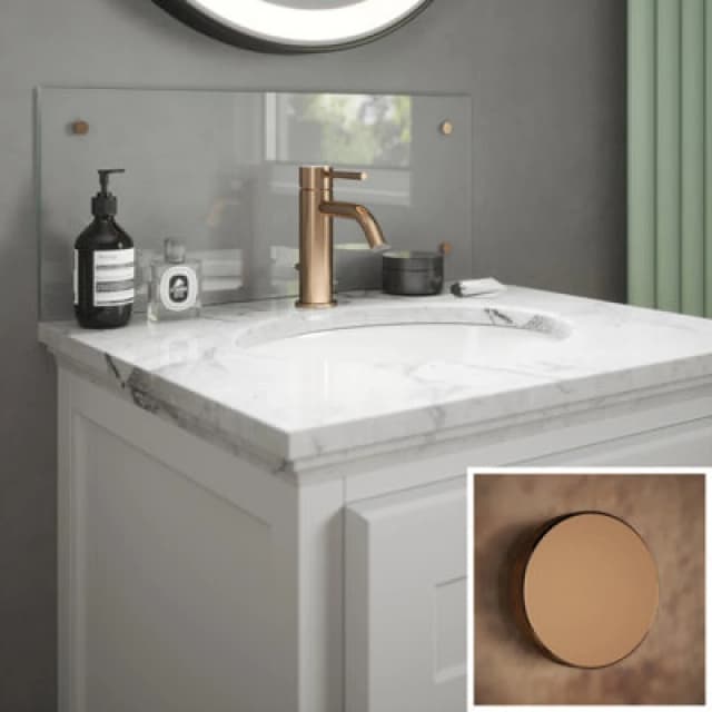 Clear Glass Bathroom Splashback (copper Caps) 250Mm X 600Mm X 4Mm SB52157