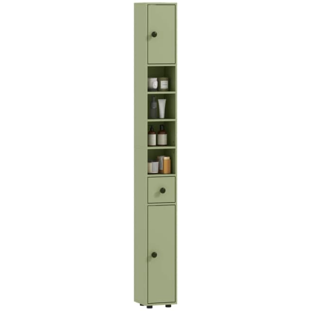 kleankin kleankin Slim Bathroom Cabinet, Toilet Roll Storage w/ Open Shelves, Green