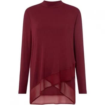 Label Lab Cross over high neck knit & chiffon - Berry