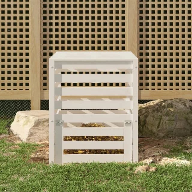 vidaXL Composter White 63.5x63.5x77.5cm Solid Wood Pine, White 823809