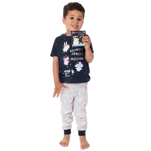 Peppa Pig Short Sleeve Long Leg Pyjama Set Blue male