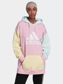 adidas Essentials Colorblock Logo Oversized Hoodie, Pink Size XS Women
