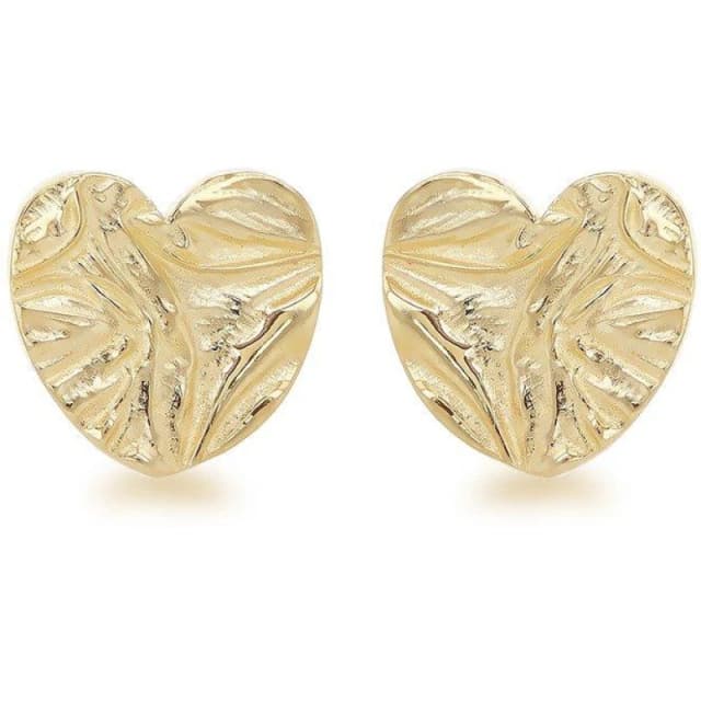 Be You 9ct Gold Textured Heart Stud Earrings Yellow Gold female One Size