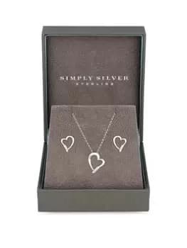 Simply Silver Sterling Silver 925 Heart Set