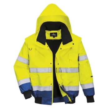Oxford Weave 300D Class 3 Hi Vis Contrast BomberJacket Yellow / Royal Blue 3XL
