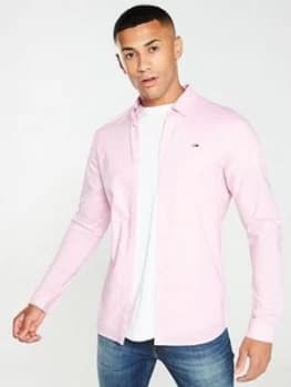 Tommy Jeans Long Sleeved Stretch Oxford Shirt - Pink, Size 2XL, Men