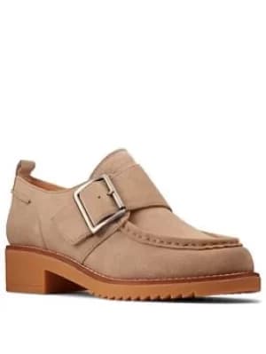 Clarks Eden Mid Monk Heeled Shoe, Sand, Size 3, Women