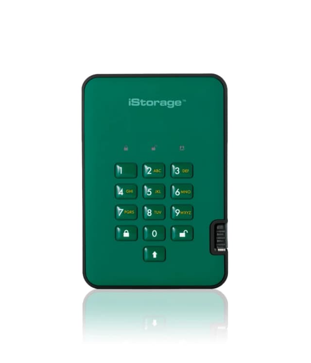 iStorage diskAshur² SSD 16TB Green Secure Portable Solid State Drive