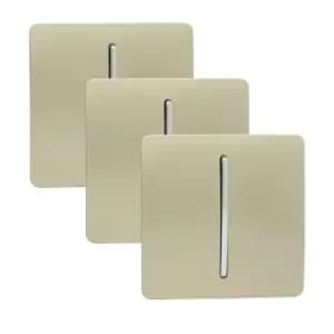 Trendi Switch 1 Gang 2 Way 10 Amp Rocker Light Switch in Screwless Gold (3 Pack)
