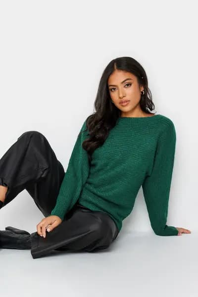 PixieGirl Petite Long Sleeve Knit Jumper Green