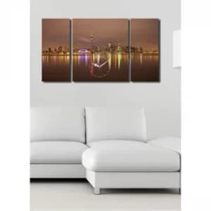 3P204045CS-19 Multicolor Decorative Canvas Wall Clock (3 Pieces)