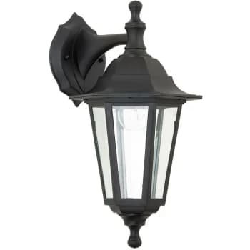 Endon Bayswater - 1 Light Outdoor Wall Lantern Clear Glass, Black Polypropylene IP44, E27