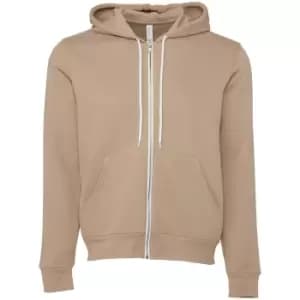 Bella + Canvas Adults Unisex Full Zip Hoodie (M) (Tan)