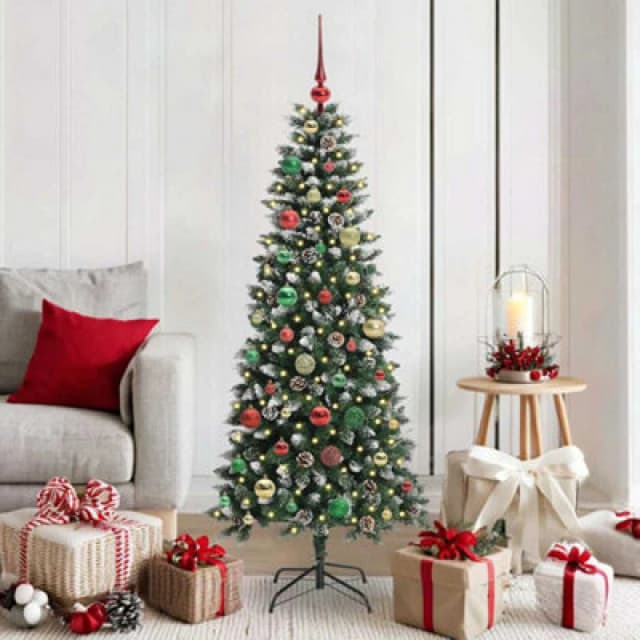 vidaXL Artificial Christmas Tree with 150 LEDs, Multicolour Balls Green 66 x 66 x 150 cm, Green 3395816