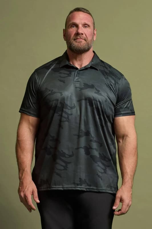 BadRhino Mens Camo Print Polo Shirt in Black Size: Large Black Male L