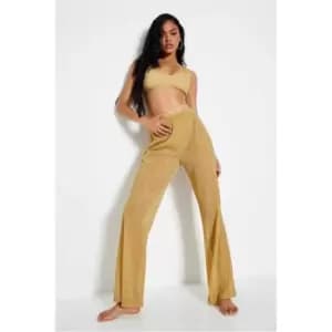 I Saw It First Gold Premium Metallic Wide Leg Beach Pants - Metallics
