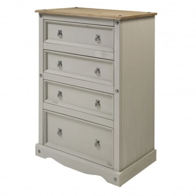 MERCERS FURNITURE Corona Grey Wax Compact 4 Drawer Chest 5060765291261