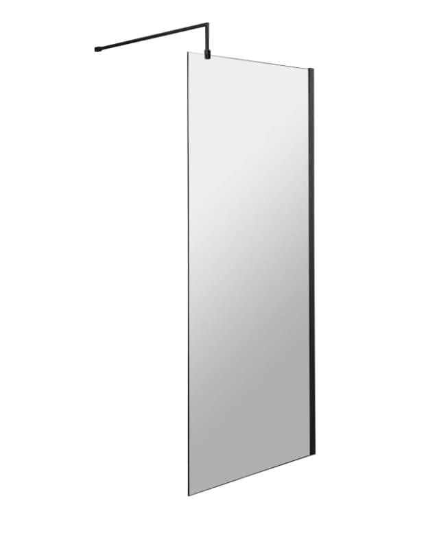 Balterley 8mm Safety Glass Screen and Support Bar Satin Black 760x1850mm Black