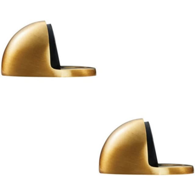 Loops 2x Floor mounted Oval Doorstop 44 x 22mm Satin Brass Half Moon Stopper Metallics